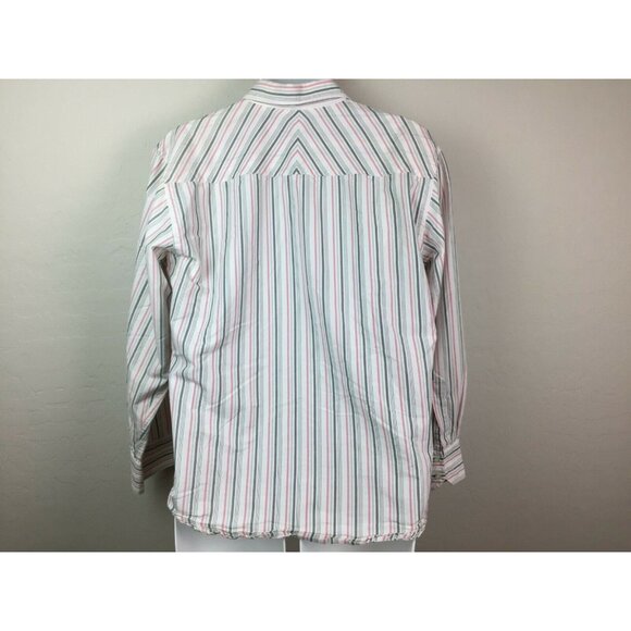 PX Clothing Mens Striped Button Up Shirt Pink Gray Size Medium - Picture 4 of 6